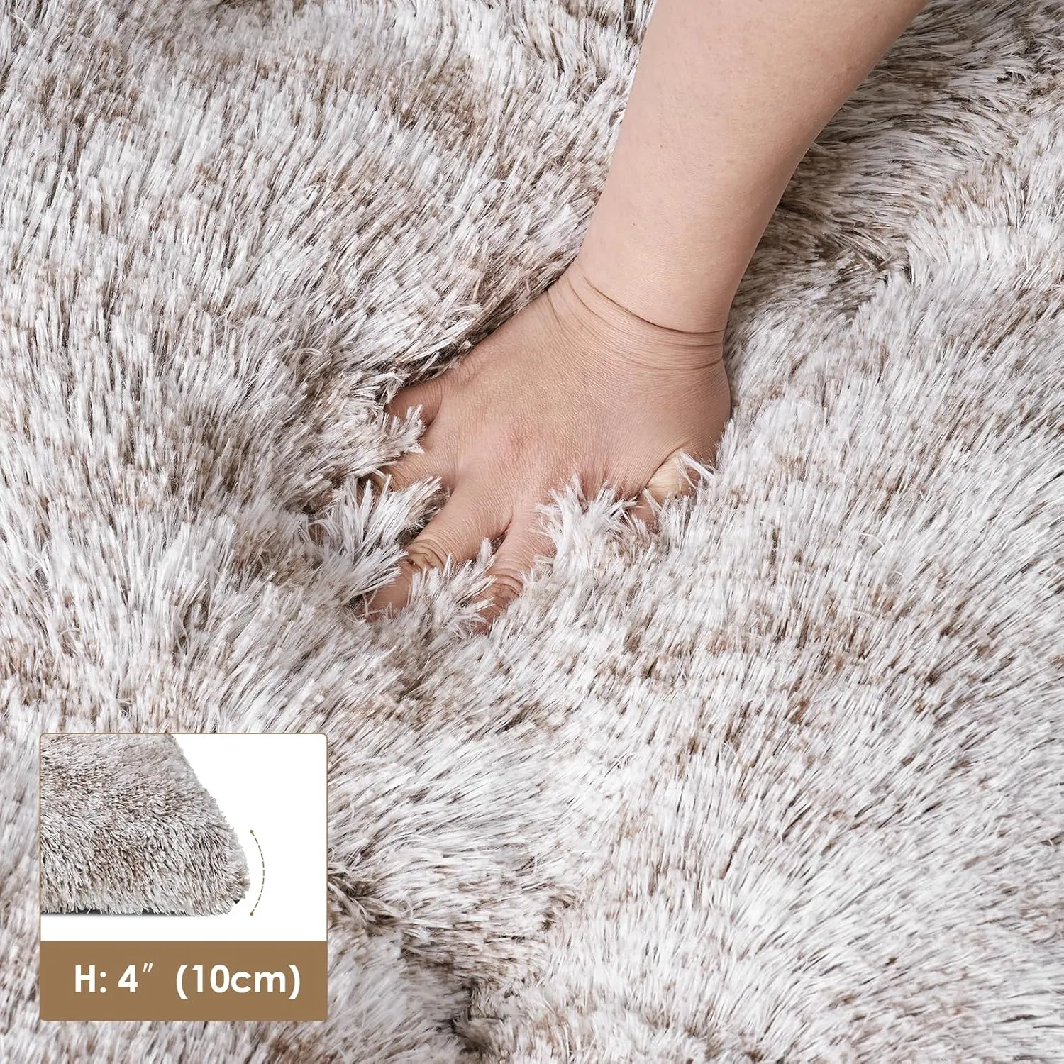 EHEYCIGA Fluffy Dog Crate Bed for Extra Large Dogs, Plush Faux Fur Pet Crate Pad, Calming Anti Anxiety XL Dog Bed, Washable Soft Warm Mat with Non-Slip Bottom, Brown