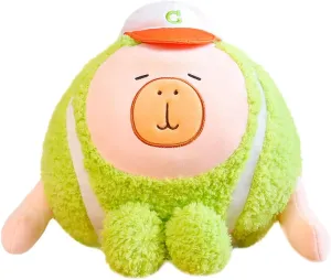 ELAINREN Kawaii Baseball Capybara Stuffed Pillow Super Soft Green Capybara Plushie Doll Gifts,Funny Baseball Shape Capybara Plush Toy/15.7''