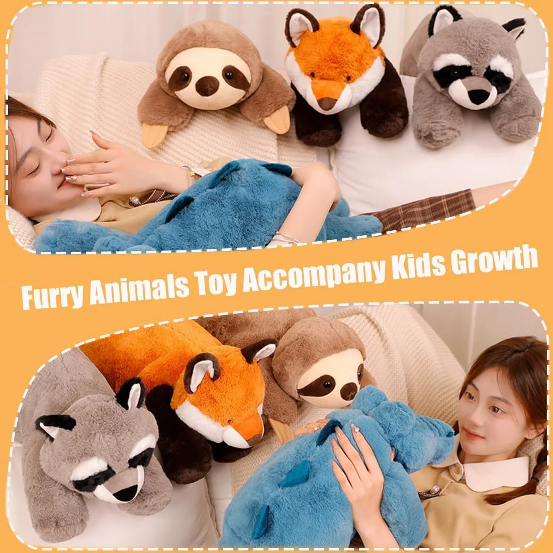 ELAINREN Lifelike Brown Raccoon Stuffed Animal Furry Coon Plush Toy Pillow Super Soft Zoo Raccoon Plushies Doll Gifts/23.6''