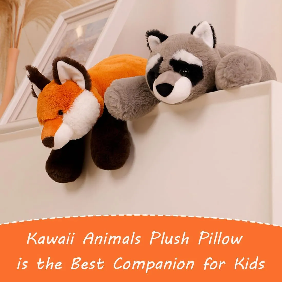 ELAINREN Lifelike Brown Raccoon Stuffed Animal Furry Coon Plush Toy Pillow Super Soft Zoo Raccoon Plushies Doll Gifts/23.6''