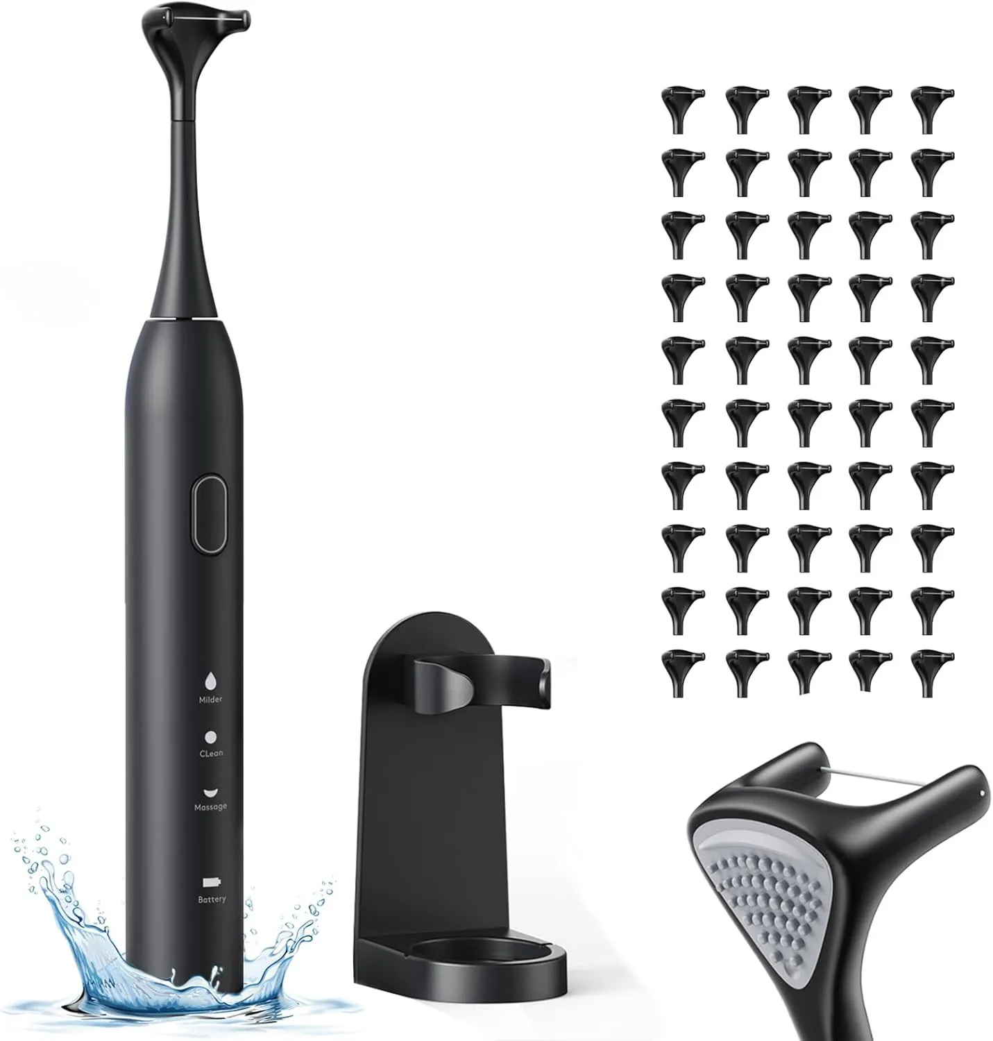 Electric Flosser | Electric Dental Flosser for Teeth with 3 Modes   50 Replacement Heads, Power Flosser & Tongue Cleaner Water Flosser Alternative