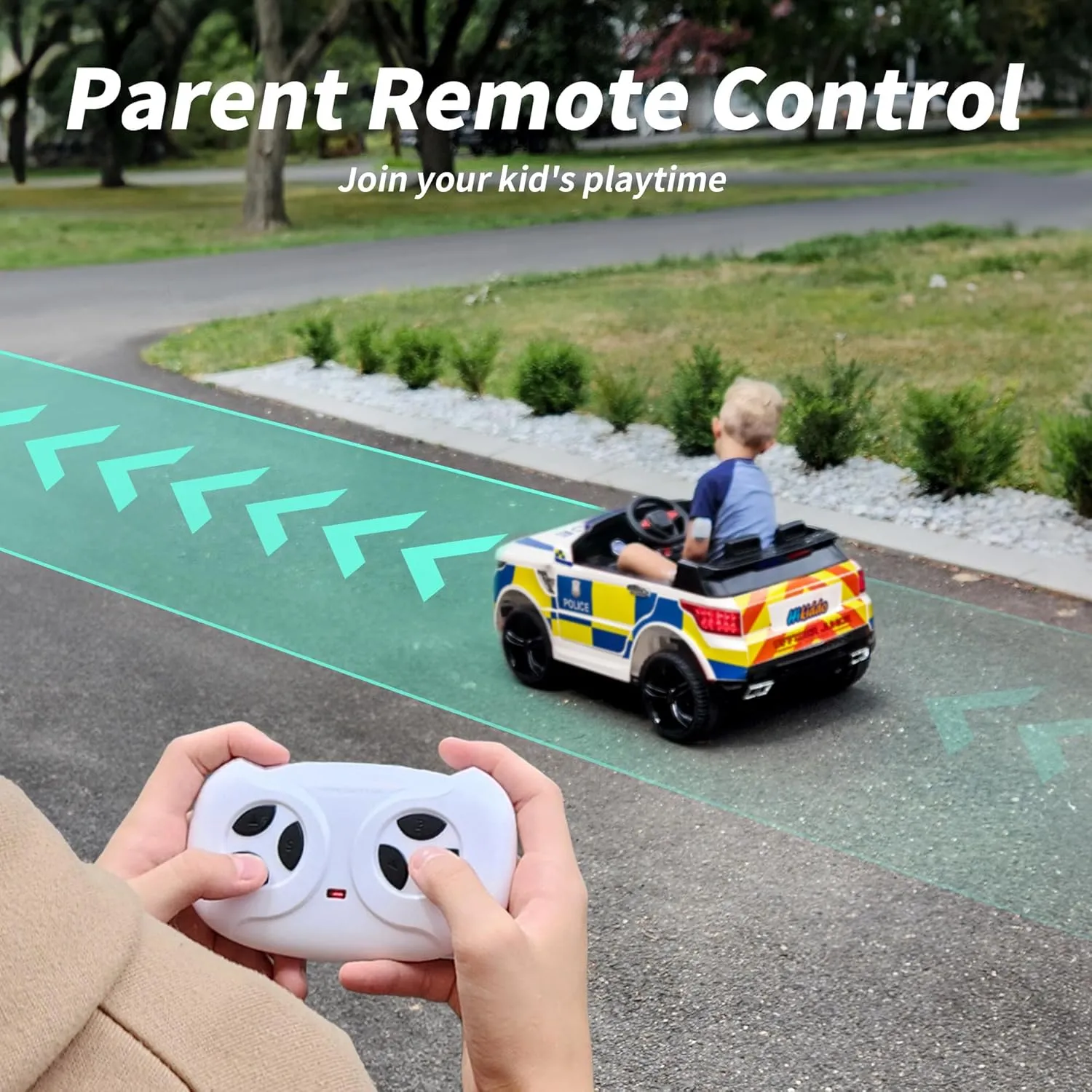 Electric Police Car for Kids, 24V Kids Ride-on Toy Car w/Remote Control, 400W Motor - White