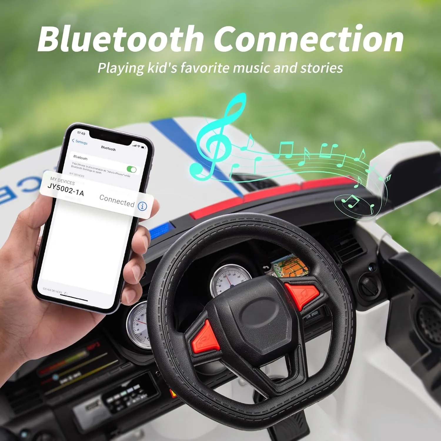 Electric Police Car for Kids, 24V Kids Ride-on Toy Car w/Remote Control, 400W Motor - White