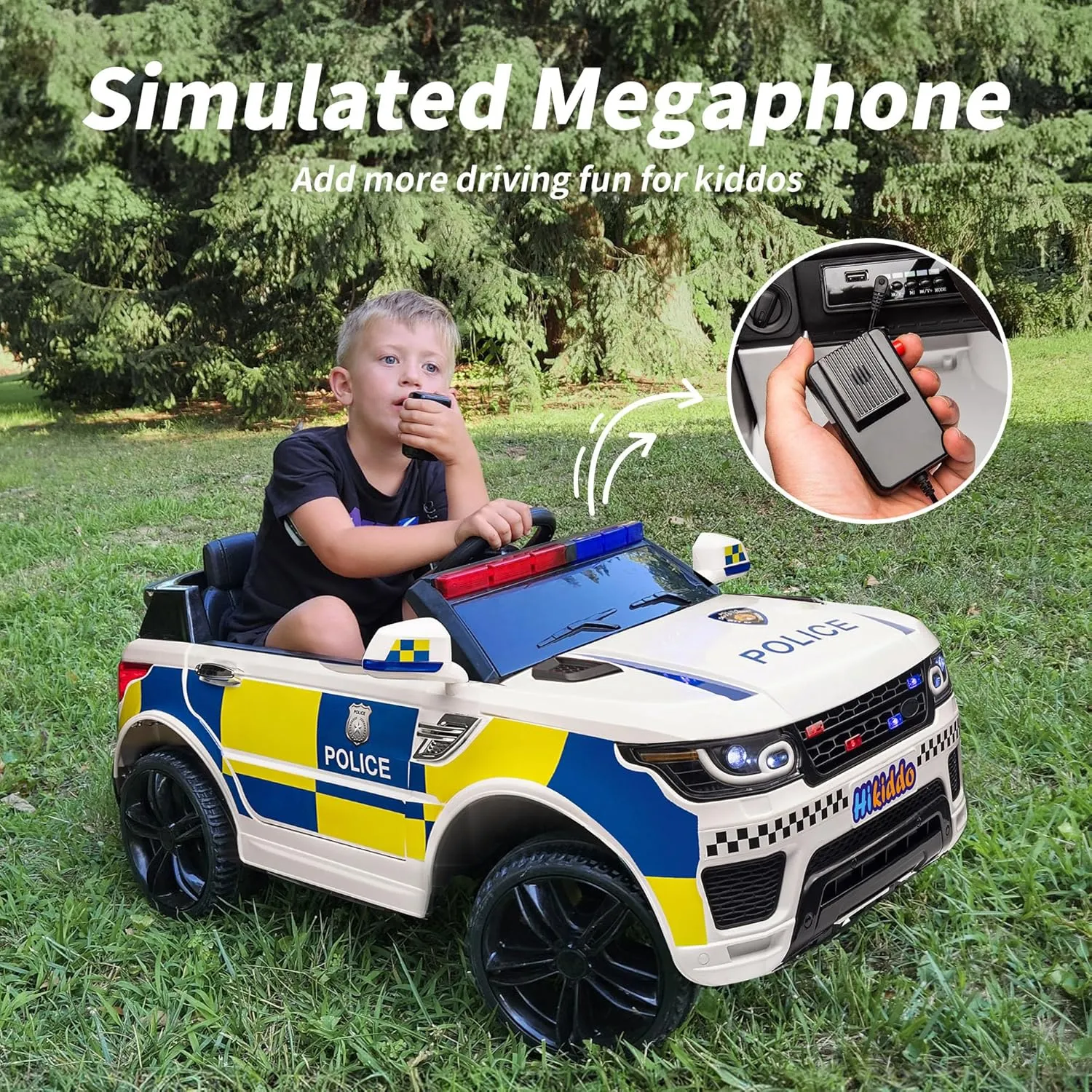 Electric Police Car for Kids, 24V Kids Ride-on Toy Car w/Remote Control, 400W Motor - White