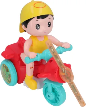 Electric Tricycle Toy,Stunt Motorcycle Vehicle Toys with Light Music for Baby Toddlers (Red)