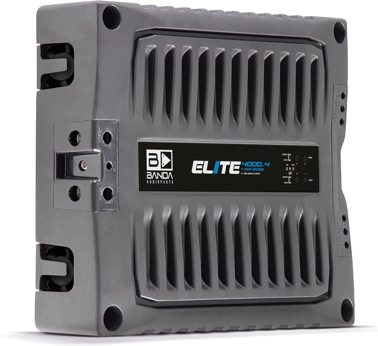 ELITE4000.42OHMS 4-Channel 1000 Watts Max @ 2 Ohm Car Audio Amplifier with Highpass Filter and Low Pass Filter, Black - 4000.42OHM