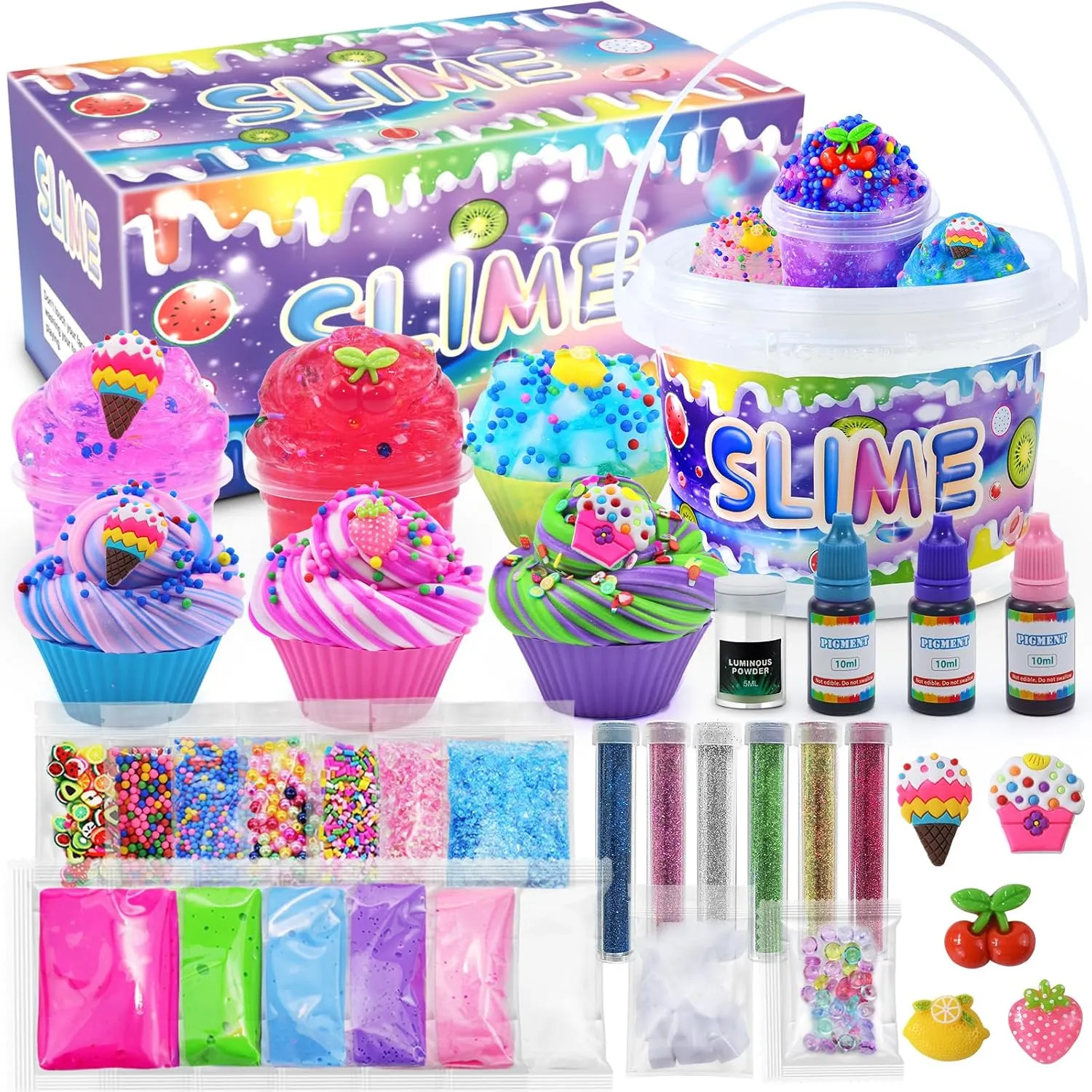 Elover Clear Slime Making Kits with Premade Slime for Kids DIY with 35 Sets Add-ins Jumbo Kit for 6-12 Years Old Girls Boys Present Party Favors