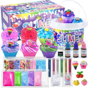 Elover Clear Slime Making Kits with Premade Slime for Kids DIY with 35 Sets Add-ins Jumbo Kit for 6-12 Years Old Girls Boys Present Party Favors