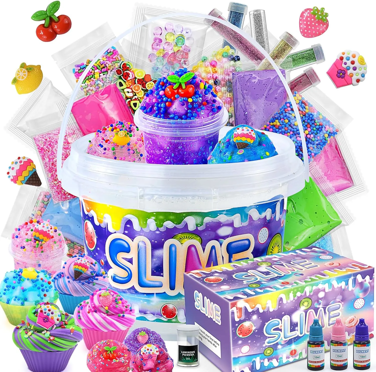 Elover Clear Slime Making Kits with Premade Slime for Kids DIY with 35 Sets Add-ins Jumbo Kit for 6-12 Years Old Girls Boys Present Party Favors