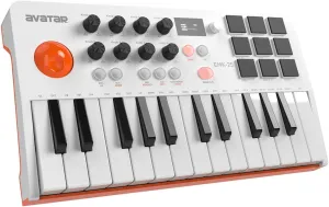 EMK-25 Bluetooth MIDI Keyboard Controller With 25 Key, 9 Backlit Beat Pads, 8 Knobs, Software Included, USB Powered/Battery Operation for Music Production