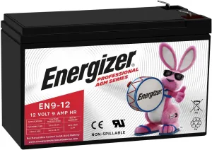 Energizer EN9-12, 12 Volt 9 Amp Hr, Long Lasting Sealed Lead Acid AGM Rechargeable Battery Ideal for Use in Home Alarm Systems, Backup Power, Scooters, and More