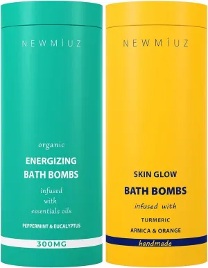 Energizing & Healing Fizzing Bubble Bath Bombs Gift Set Pack of 2 - Perfect Selfcare Gift for Birthday Christmas or Stocking Stuffers