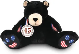 Enesco Boyds Bears 45th Anniversary Bubba Bearsevelt Plush Teddy Bear Stuffed Animals, Collectible Premium Soft Teddy Bear Plushies for Ages 1  and Up, Patriotic Black Bear with USA Flag, 14 Inch