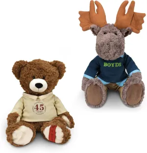 Enesco Boyds Bears 45th Anniversary Bundle -(1) Chubs Beanster Plush Teddy Bear Stuffed Animals AND Marshall Moxley Moose Plush Teddy Bear Stuffed Animals, Collectible Premium Soft Teddy Bear Plushies