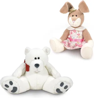 Enesco Boyds Bears 45th Anniversary Bundle - 1 Hunny Hopplebuns Bunny Plush and 1 Bubba Pearl Plush Teddy Bear Stuffed Animals, Collectible Premium Plushies for Ages 1  and Up