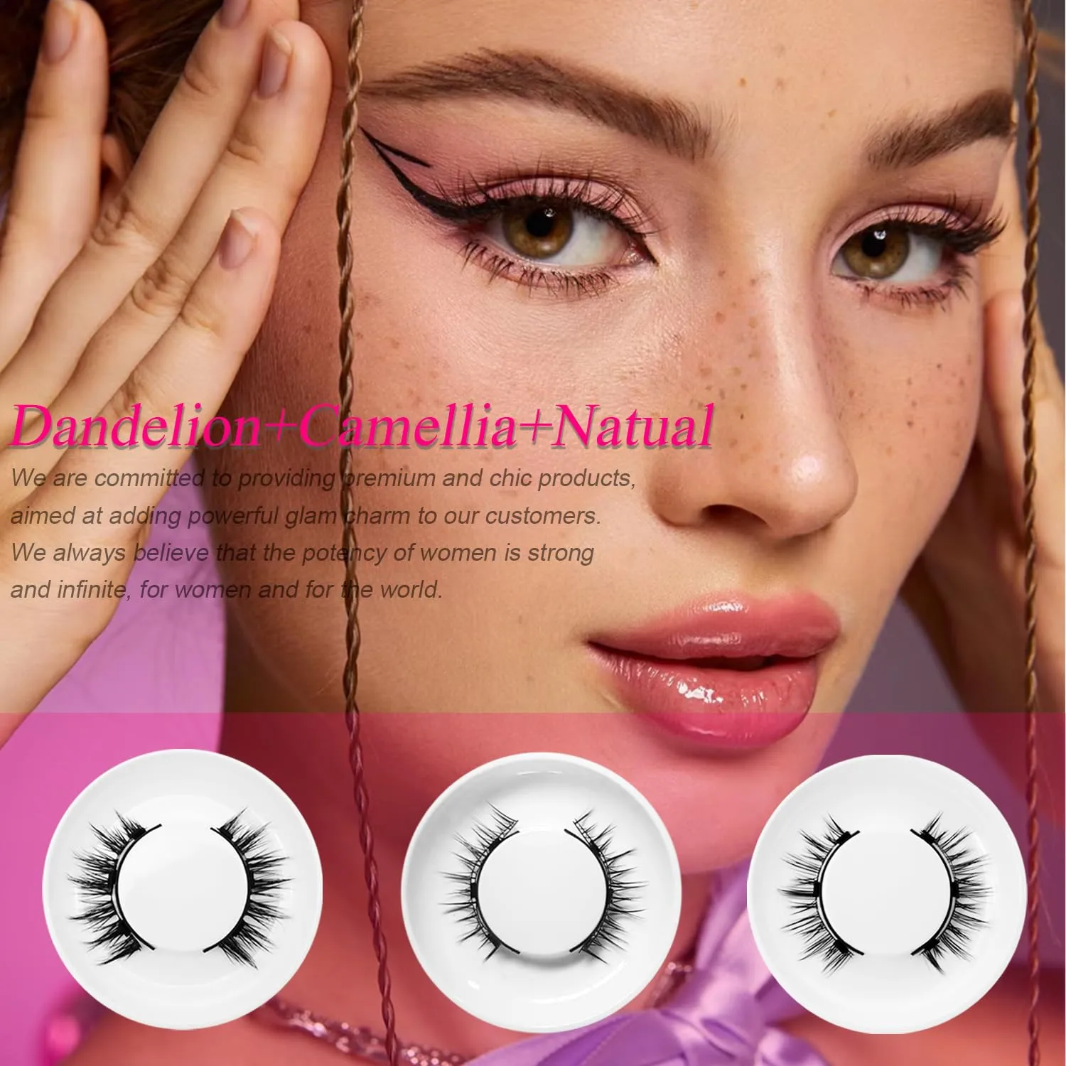 Enjuvie Magnetic Eyelashes with Applicator, Magnetic Eyelashes Without Eyeliner，Reusable Glue-Free Natural Look Eyelashes Kit Easy to Wear and Remove