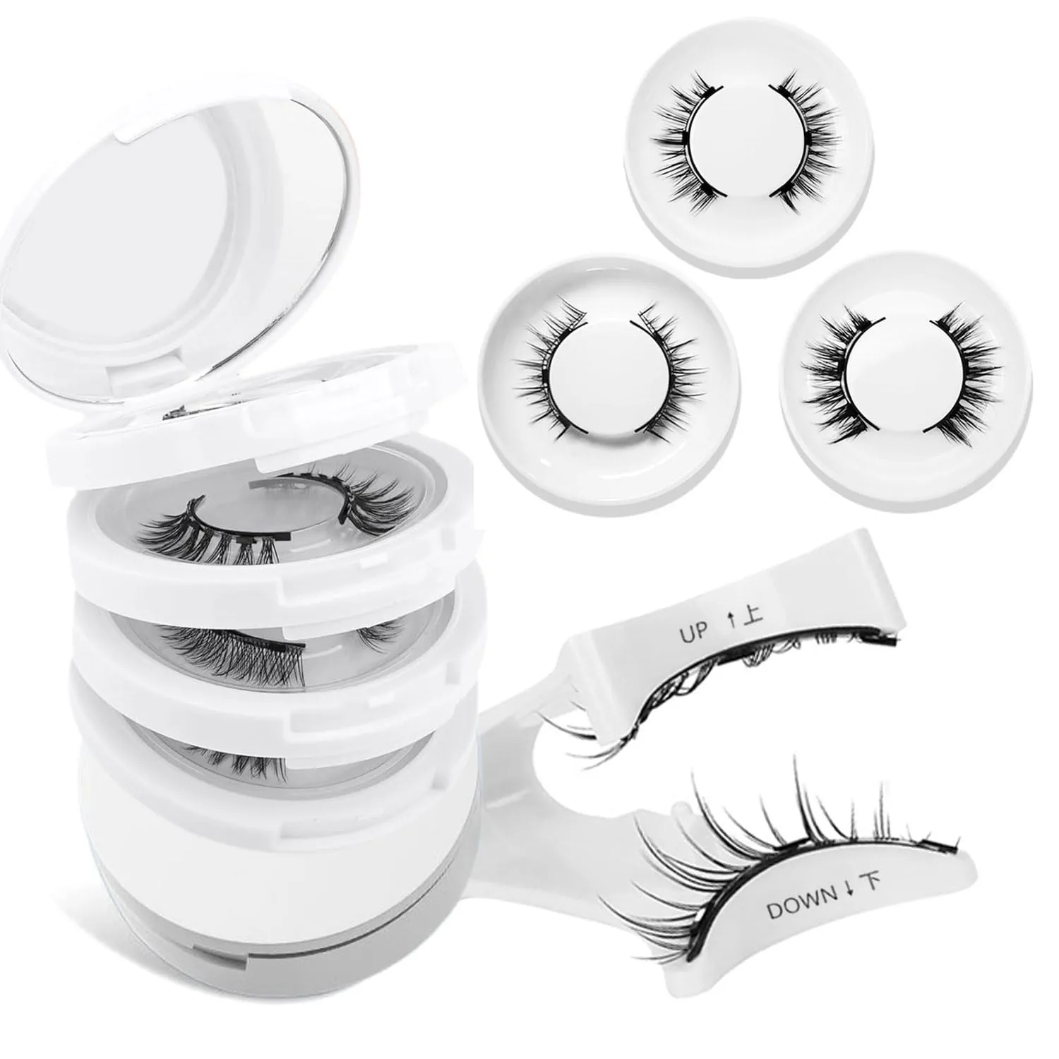 Enjuvie Magnetic Eyelashes with Applicator, Magnetic Eyelashes Without Eyeliner，Reusable Glue-Free Natural Look Eyelashes Kit Easy to Wear and Remove
