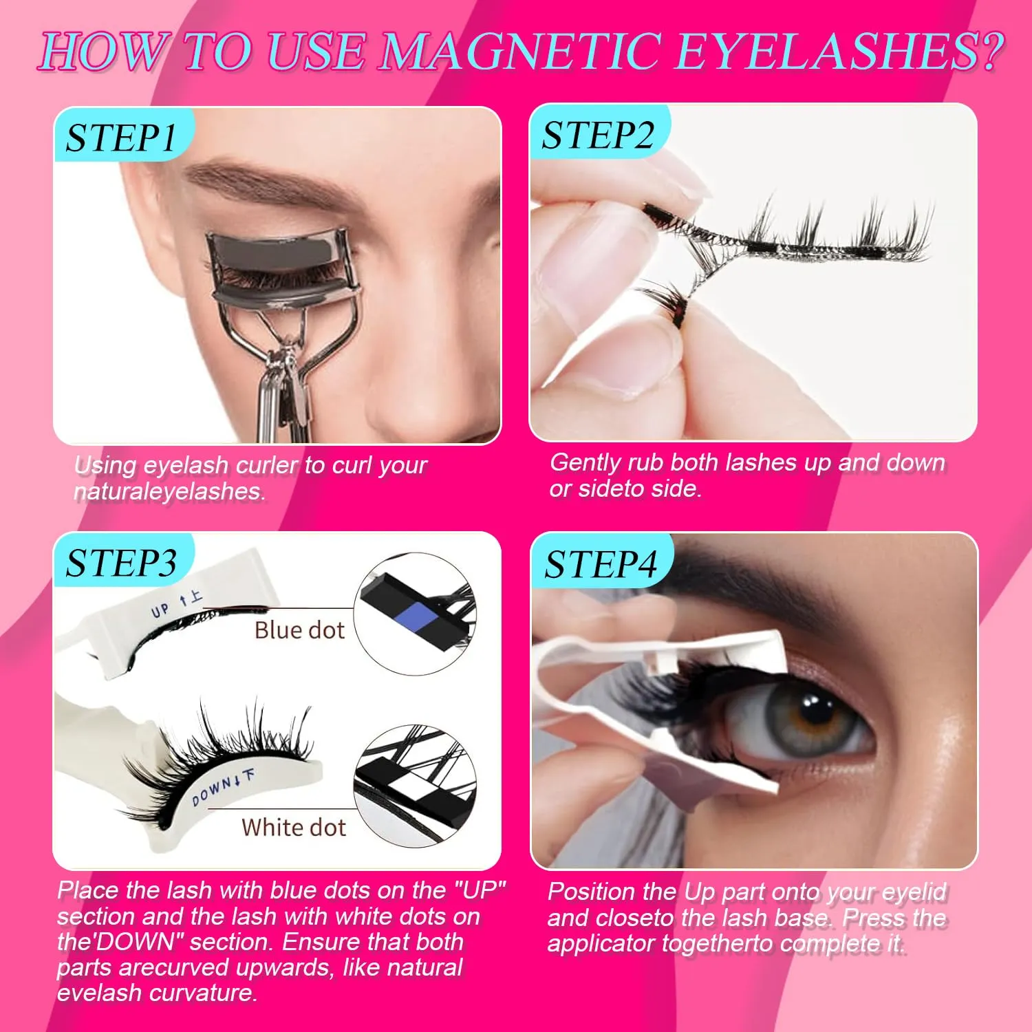 Enjuvie Magnetic Eyelashes with Applicator, Magnetic Eyelashes Without Eyeliner，Reusable Glue-Free Natural Look Eyelashes Kit Easy to Wear and Remove