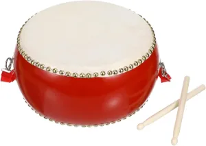 ERINGOGO 9 inch Chinese Drum, Kids Hand Drum Wooden Drum with Carry Strap and Drum Sticks, Traditional Chinese Percussion Instrument for Lion Dance, Rhythm