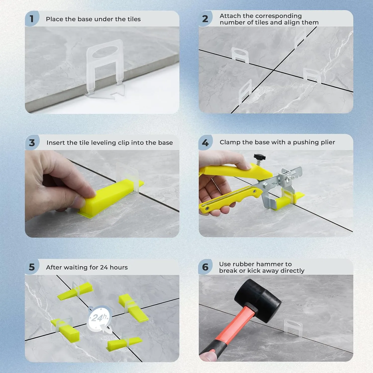 Eunice Tile Leveling System with Plier - 300 Leveling Clips and 100 Reusable Wedges, 1/16 Inch Leveler Spacers DIY for Wall/Floor Ceramic Tile and Stone Installation