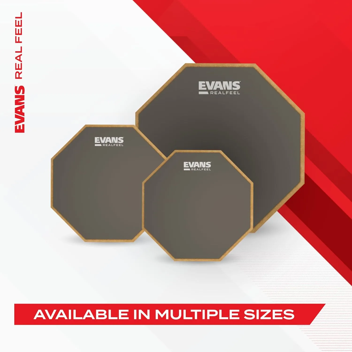 Evans RealFeel - Drum Practice Pad - Drum Pad - Drummer Practice Pad - Gum Rubber, Single Sided, Stand Mountable, 7 inch