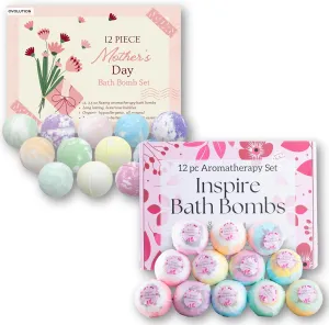 EvolutionUSA Inspire Bath Bombs for Women & Mother's Day Bath Bombs Bundle Offer - Lush Bath Bomb Gift Sets for Women, Beautiful Flower Bath Bombs Natural Organic Women's Bath Bombs