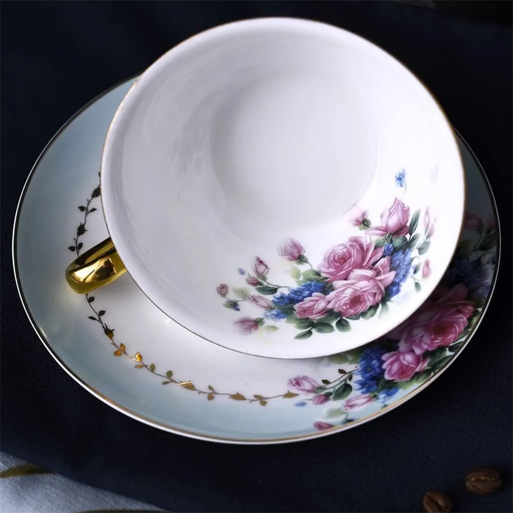 Exquisite Cup Flowered Decal Ceramic Coffee Set Cup Grace Tea Ware for Wgift Teaware/White/200Ml