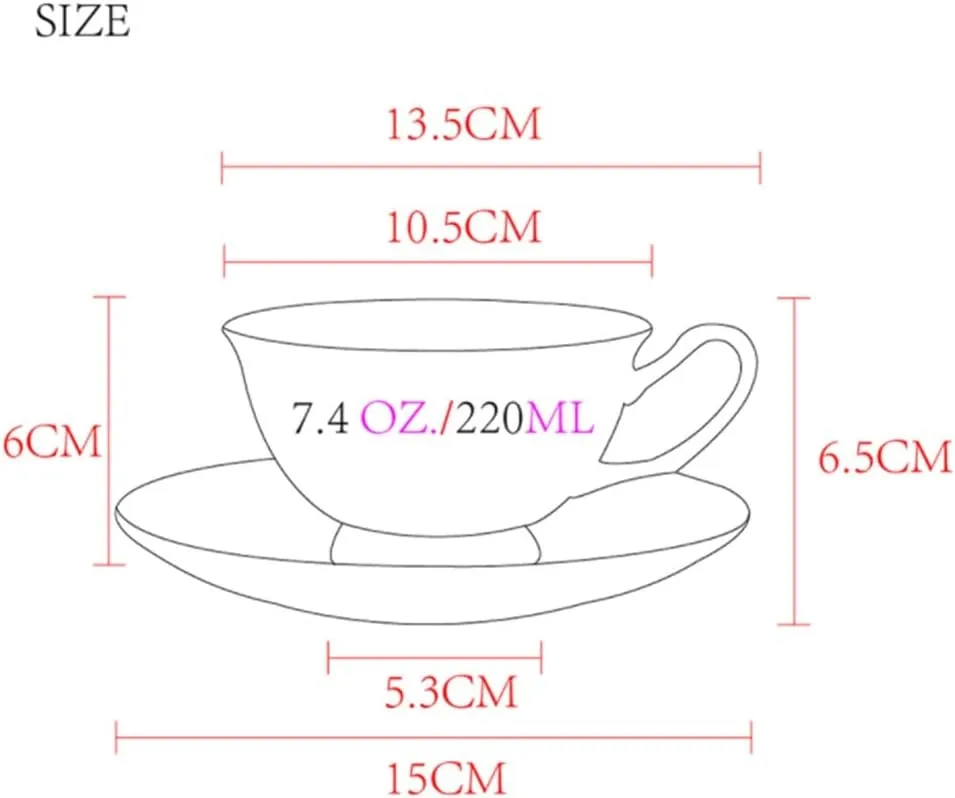 Exquisite Cup Flowered Decal Ceramic Coffee Set Cup Grace Tea Ware for Wgift Teaware/White/200Ml