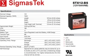 Extreme Battery XTAX12-BS Motorcycle Battery (Replacement)
