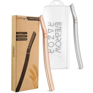 Eyebrow Razor-Face Razors for Women-Dermaplaning Tool for Face Exfoliation & Peach Fuzz with 12 Refill Blades-Facial Dermaplane Razors Shaver-（Rose Gold&Silver）