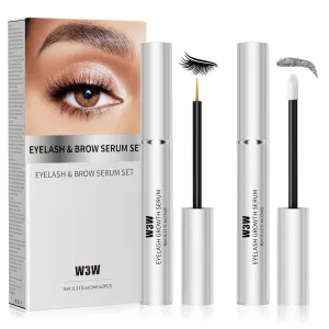 Eyelash and Eyebrow Growth Serum Two Piece Set, Eyelash Serum for Eyelash Growth Thickness, Stronger, Healthier Lashes & Brows, Longer, Fuller, and Thicker Lashes, Vegan & Cruelty-Free (3ml 3ml)