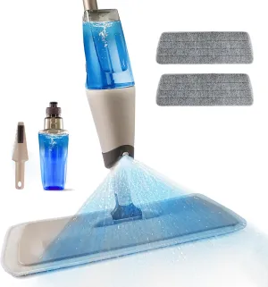 Eyliden Wet and Dry Spray Mop - 360° Rotating Head, 22 oz Refillable Bottle, 2 Washable Microfiber Pads, Ergonomic Handle - Floor Mop with Spray for Hardwood, Tile, and Laminate Floors (Brown)