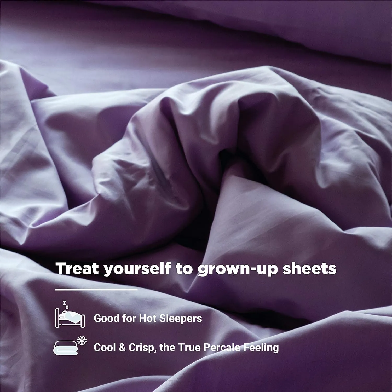 Fabdreams 100% Organic Cotton Percale Weave King Size Sheet Set | 300 Thread Count | GOTS Certified | Long Staple Cotton | Cool Crisp Breathable | Fits Upto 17" Deep Pocket | Lilac