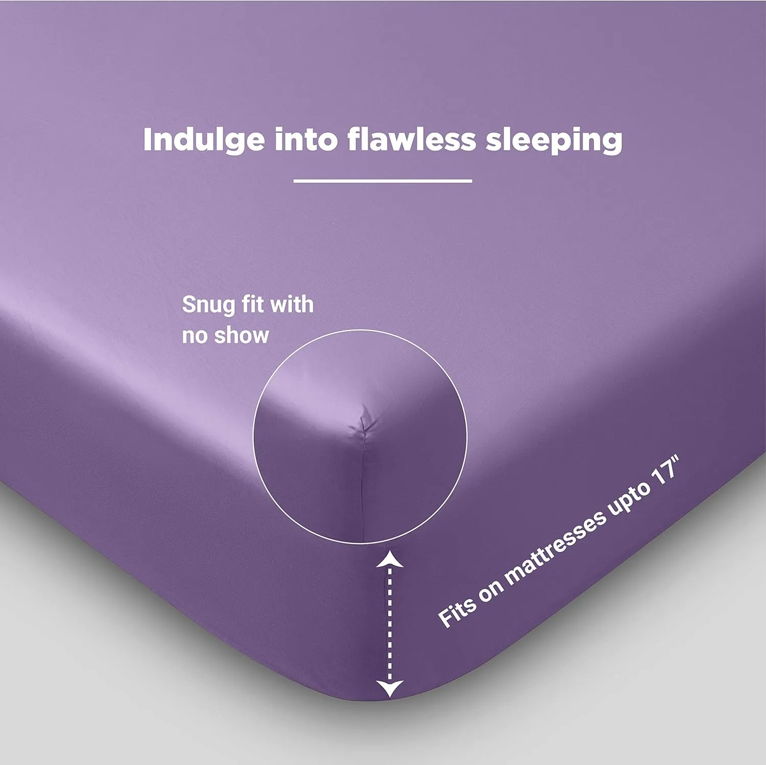 Fabdreams 100% Organic Cotton Percale Weave King Size Sheet Set | 300 Thread Count | GOTS Certified | Long Staple Cotton | Cool Crisp Breathable | Fits Upto 17" Deep Pocket | Lilac