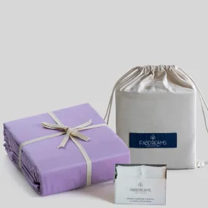 Fabdreams 100% Organic Cotton Percale Weave King Size Sheet Set | 300 Thread Count | GOTS Certified | Long Staple Cotton | Cool Crisp Breathable | Fits Upto 17" Deep Pocket | Lilac