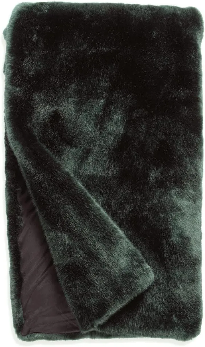 Fabulous-Furs Donna Salyers Couture Collection Emerald Mink Faux Fur Throws, Emerald Mink, 60x60