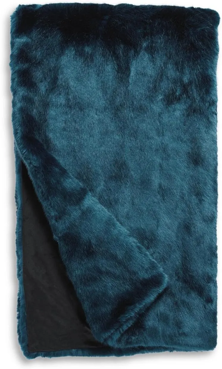 Fabulous-Furs Donna Salyers Couture Collection Sapphire Mink Faux Fur Throws, Sapphire, 60x86