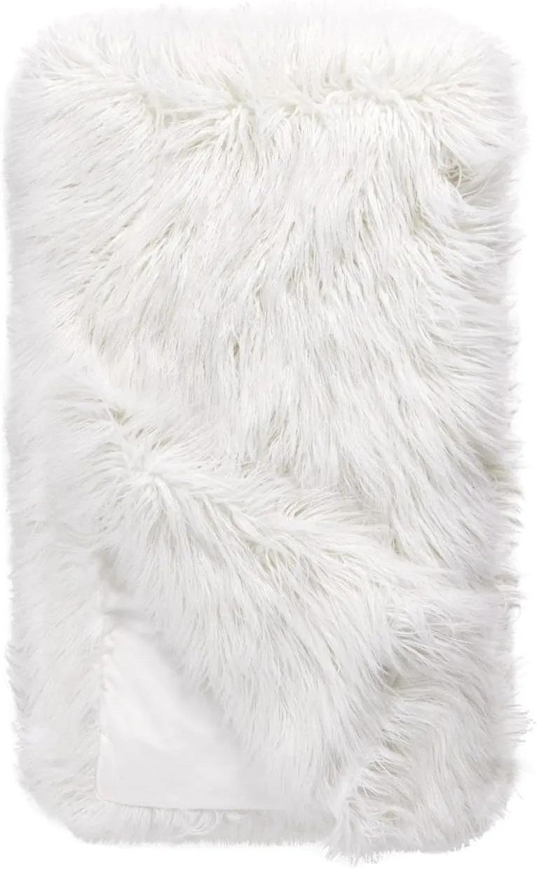 Fabulous-Furs Donna Salyers Signature Series White Tibetan Lamb Faux Fur Throws, White Tibetan Lamb, 60x72