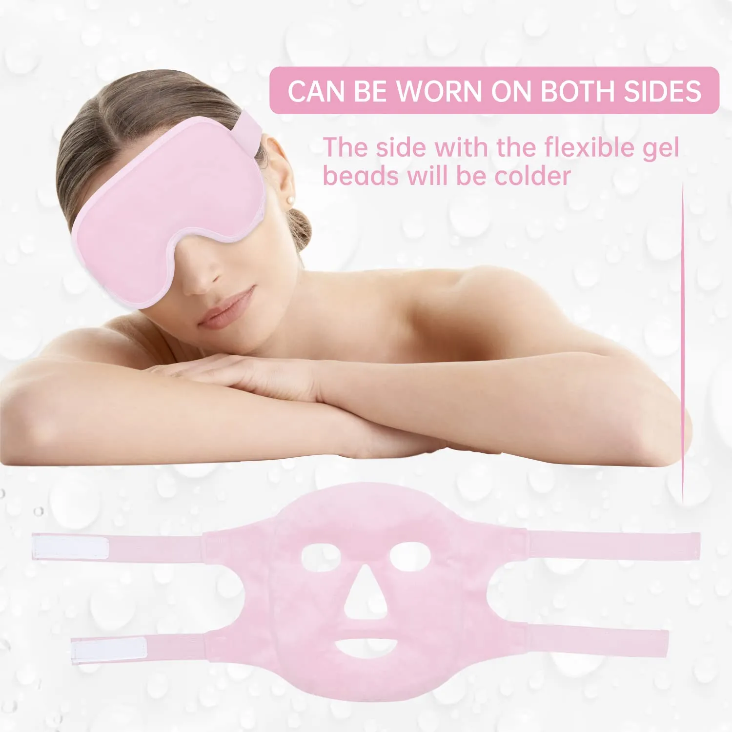 Face Eye Mask Ice Pack for Reducing Puffiness, Bags Under Eyes, Puffy Dark Circles, Migraine,Hot/Cold Pack with Soft Plush Backing (Pink-(1*Eye Mask 1*Face Mask))