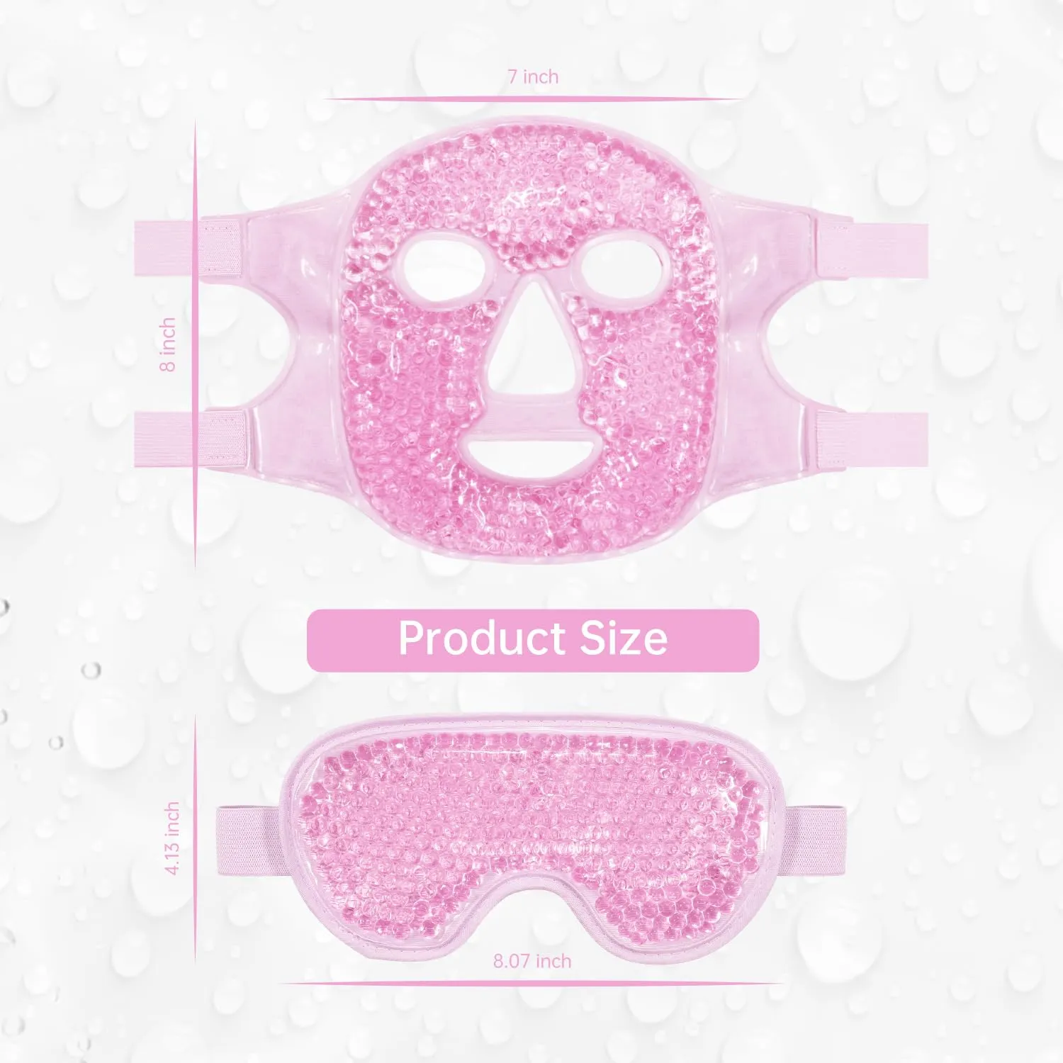 Face Eye Mask Ice Pack for Reducing Puffiness, Bags Under Eyes, Puffy Dark Circles, Migraine,Hot/Cold Pack with Soft Plush Backing (Pink-(1*Eye Mask 1*Face Mask))