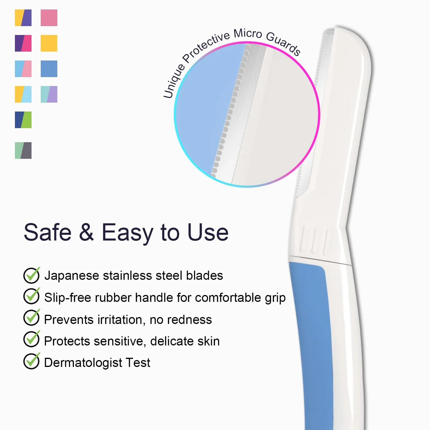 Face Razors for Women, Reusable Handle with 19 Microblades, Dermaplane Razor for Women Face, Eyebrow & Facial Razors, Peach Fuzz Remover, Gentle Exfoliating, for Sensitive Skin (Aegean Frost)