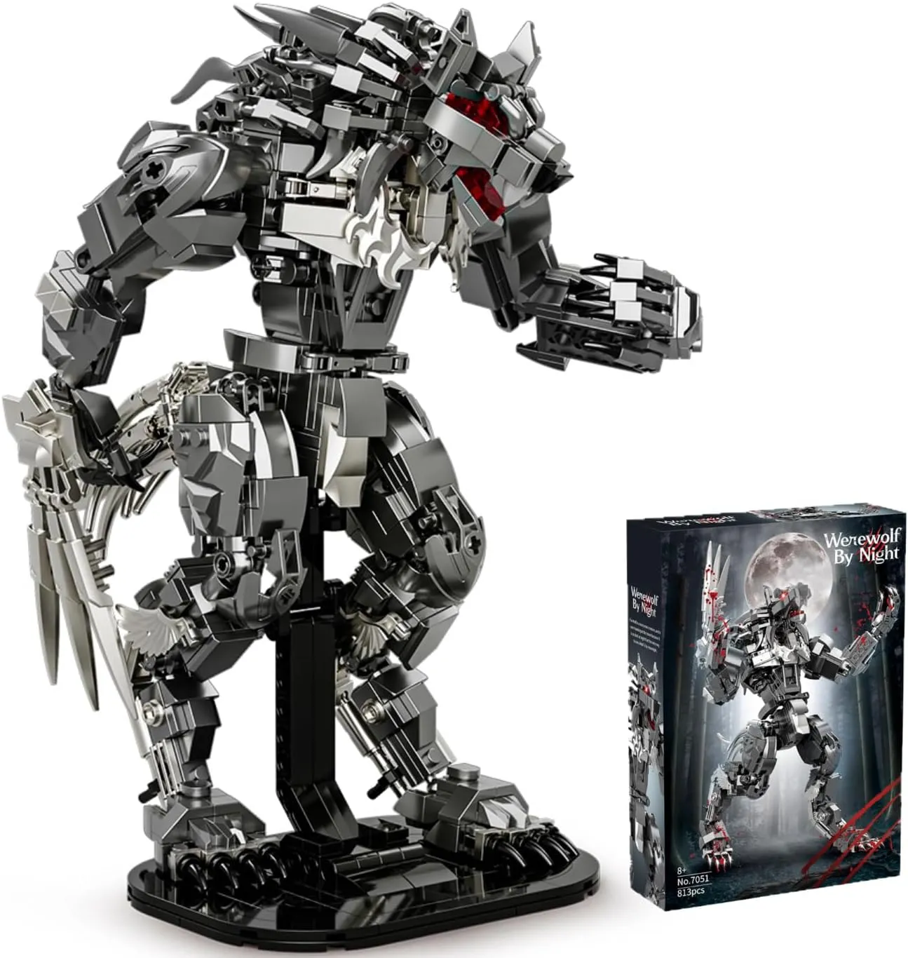 Fangool 2025 Mechanical Wolf Building Blocks Set，Technological Stem Toy Set，Werewolf Action Figure Model Toy Set，813 Pcs Creative Toys Gifts for Adults and Kids