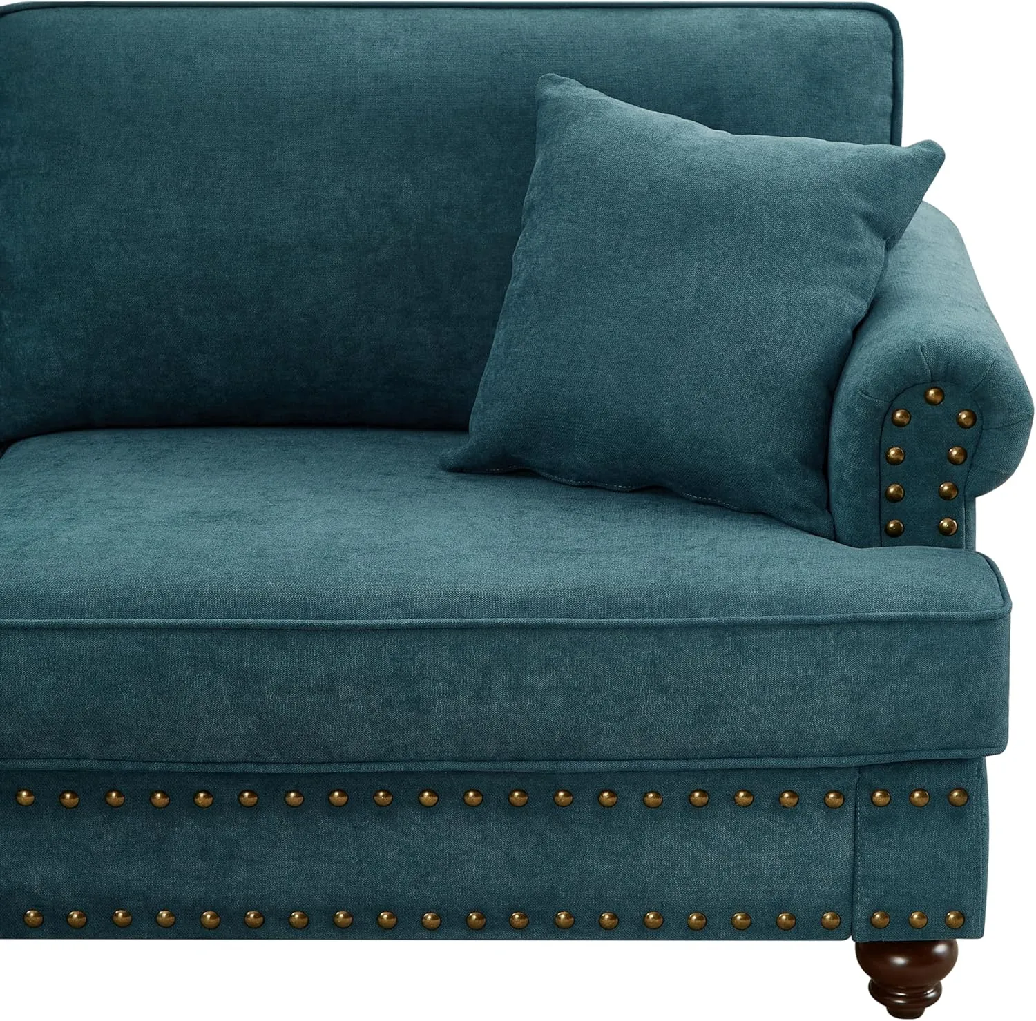 FANYE 3 Pieces Living Room Sofa Sets Include Armchair, Loveseat and 3Seaters Couch,Chenille Upholstered Button Tufted Sofa&Couch with 4 Pillows and Nailhead Decor for Home Office Apartment