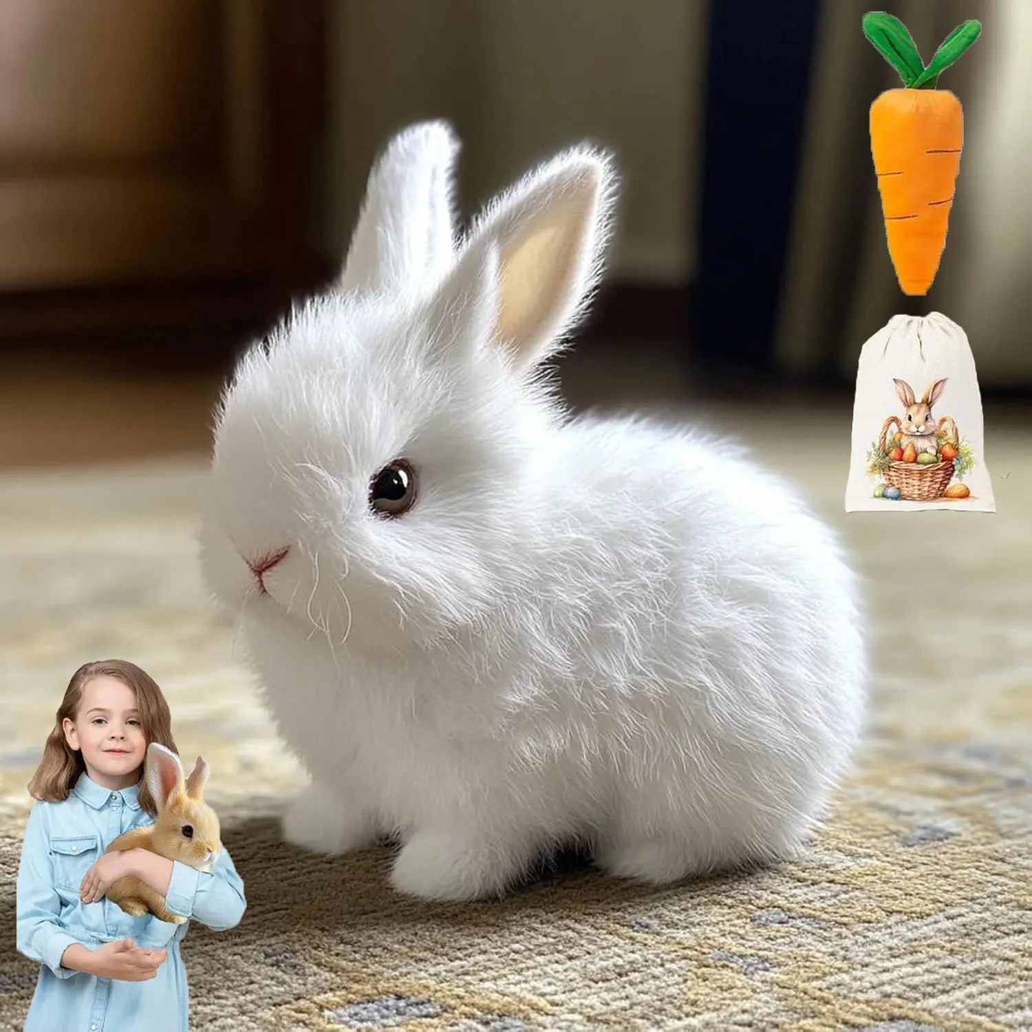 Fanyil Bunnypal, Sherum Bunnypal, Vianys-Petsboro Bunnypal, 2025 My Realistic Robot Bunny Toy Wollera Horizons, Lifelike Moving Real Fluffy Rabbit Toy, Jumping, Shaking Ears, Twitching (White)