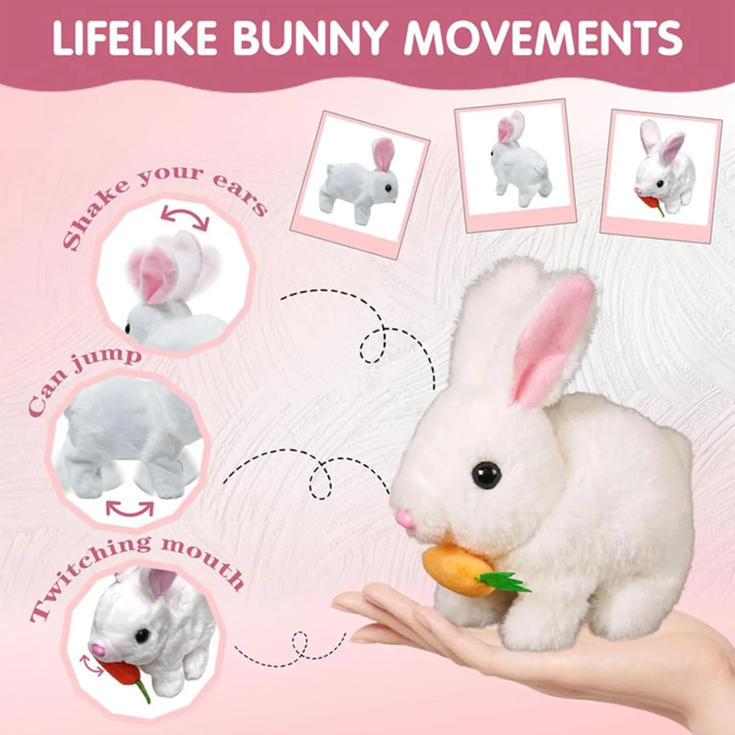 Fanyil Bunnypal, Sherum Bunnypal, Vianys-Petsboro Bunnypal, 2025 My Realistic Robot Bunny Toy Wollera Horizons, Lifelike Moving Real Fluffy Rabbit Toy, Jumping, Shaking Ears, Twitching (Yellow)