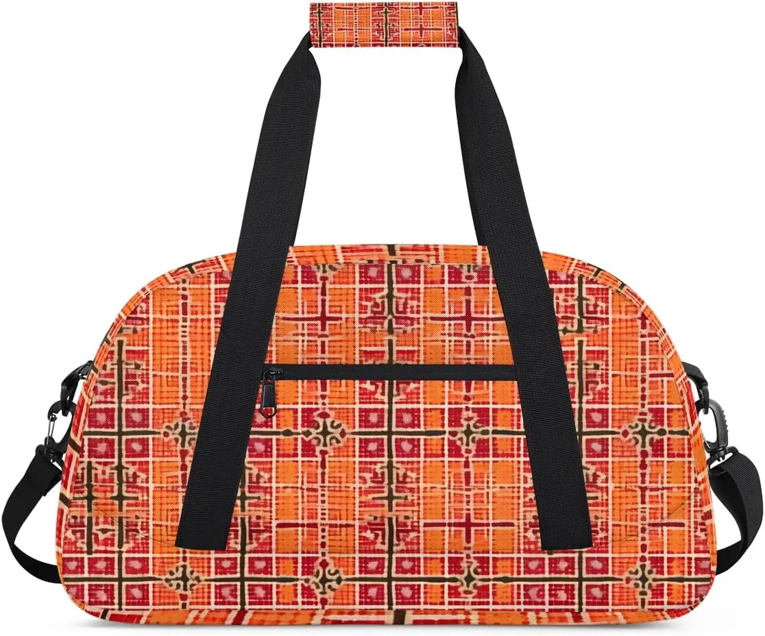 Fashion Plaid Kids Overnighter Duffel Bags for Boys, Carry-On Size Sports Gym Bag with Front Zipper Pocket for School Practice or Overnight Travel Weekender Sleepover Tote Bag