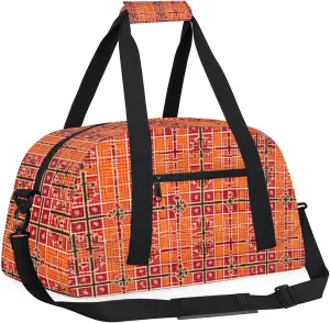 Fashion Plaid Kids Overnighter Duffel Bags for Boys, Carry-On Size Sports Gym Bag with Front Zipper Pocket for School Practice or Overnight Travel Weekender Sleepover Tote Bag