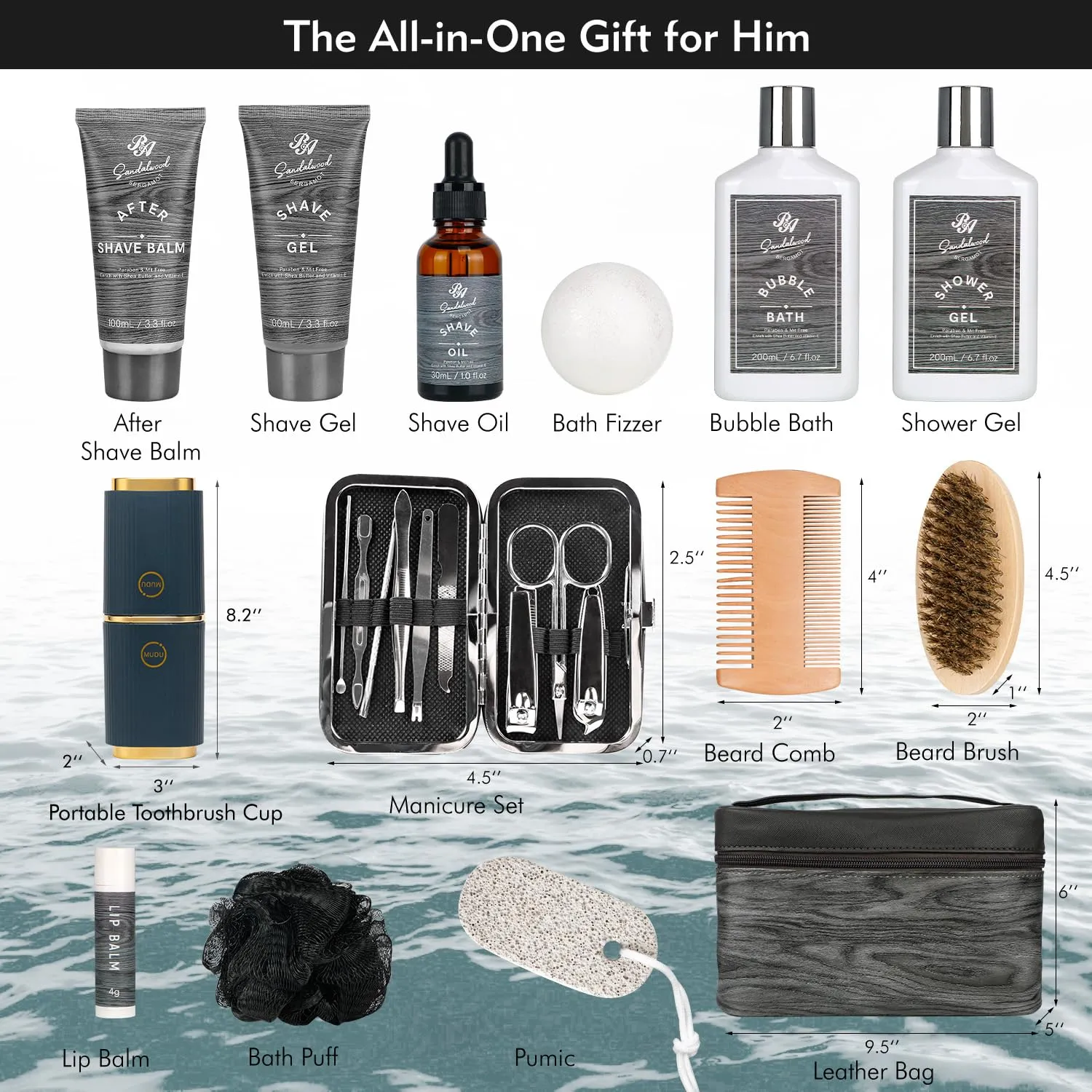 Father's Day Gift, 14 Pieces Grooming Set for Men, Skin Care Set, Beard Kit Spa Set, Bath & Body Care Set, Gifts for Boyfriend, Dad, Anniversary Gifts for Men, Birthday, Christmas, Valentine's Day
