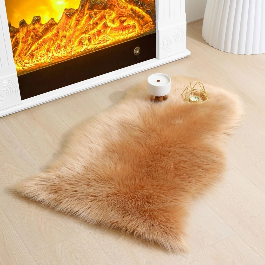 Faux Fur Rug 2×3 Ft Brown Sheepskin Rug Super Soft Fluffy Plush Area Rug Used for Bedroom Floor Children's Room Sofa Cushion Living Room Bedside Rugs