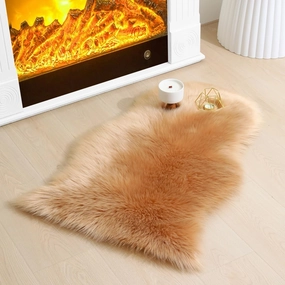 Faux Fur Rug 2×3 Ft Brown Sheepskin Rug Super Soft Fluffy Plush Area Rug Used for Bedroom Floor Children's Room Sofa Cushion Living Room Bedside Rugs